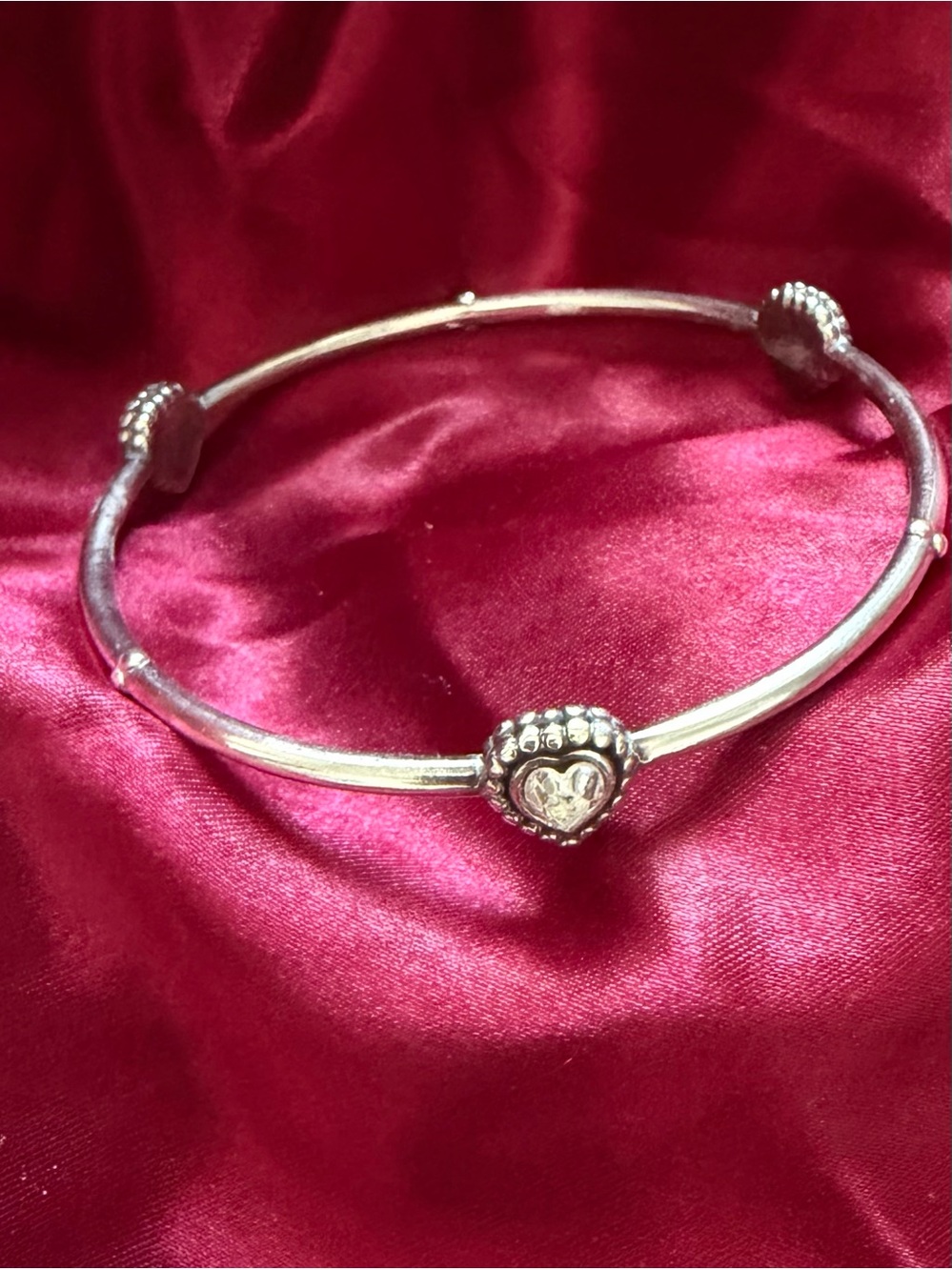 Brighton Silver Heart Accent Bangle Bracelet - Silver